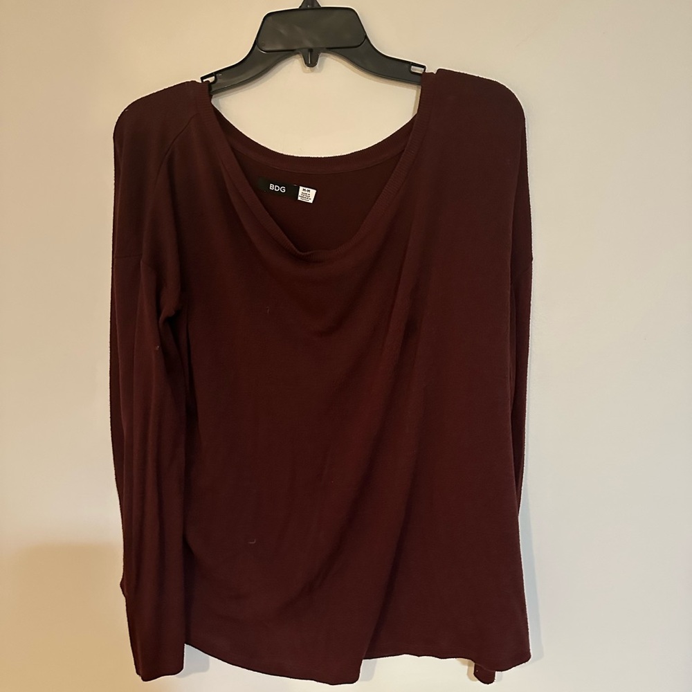 Women's Burgundy Long Sleeve Top